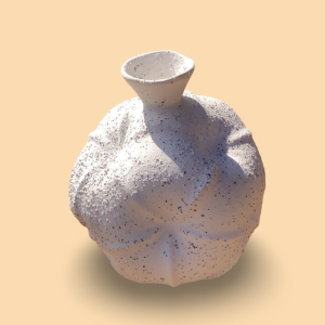 فازة بوهيمي حجر ابيض شكل جرة كرة مجعد 20 سم